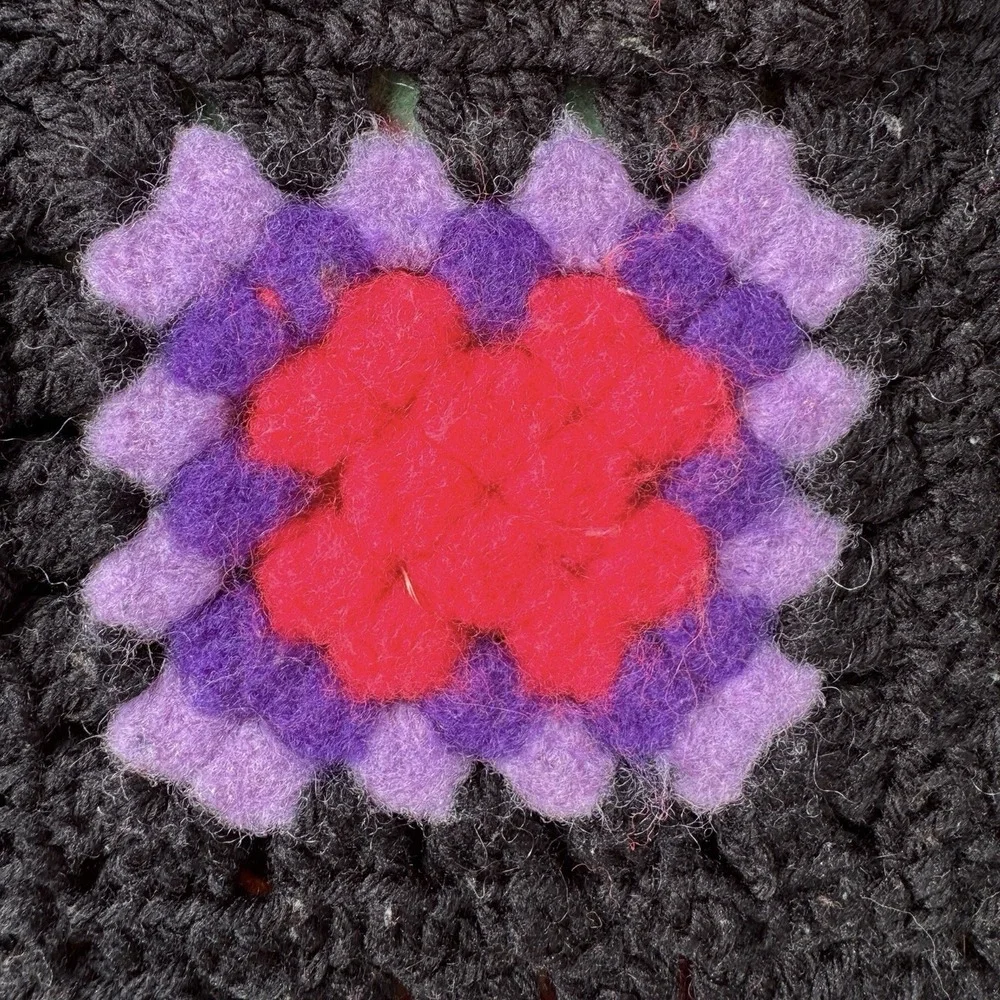 Handmade Crochet Granny Square Throw Afghan 35.5‎ X 77 inch Multi-Color Blanket